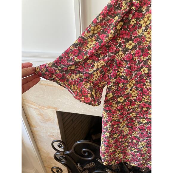 Pleione Floral Short Sleeve Ruffled Top Sz S - Picture 4 of 6